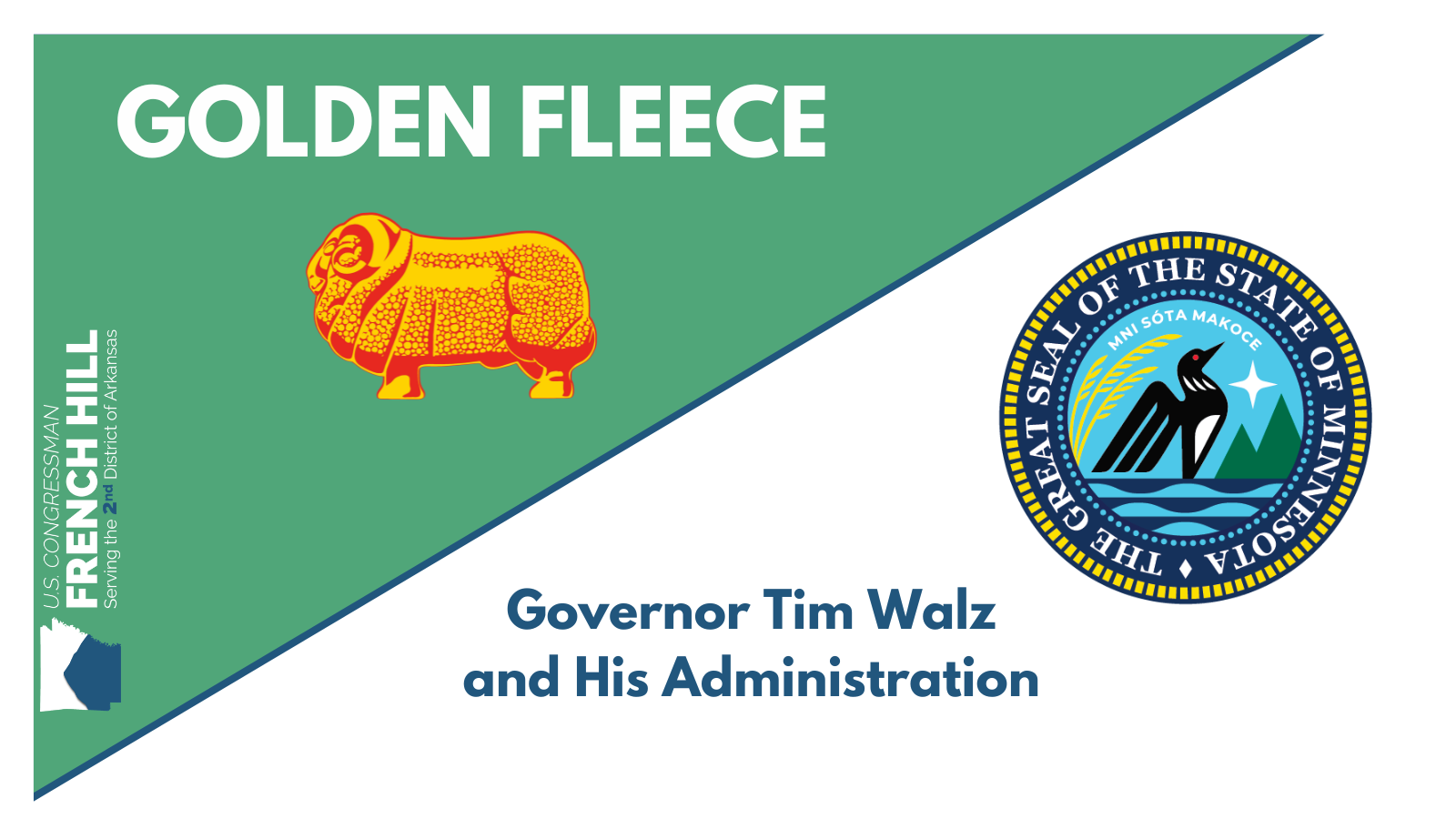 RELEASE: REP. HILL AWARDS GOVERNOR TIM WALZ THE GOLDEN FLEECE FOR FAILING TO PREVENT BILLIONS IN TAXPAYER FRAUD